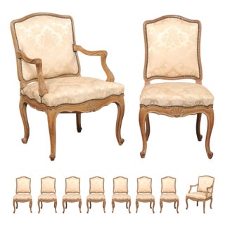 Mid 20th Century French Louis XV Style Dining Chairs (Set of 10) For Sale