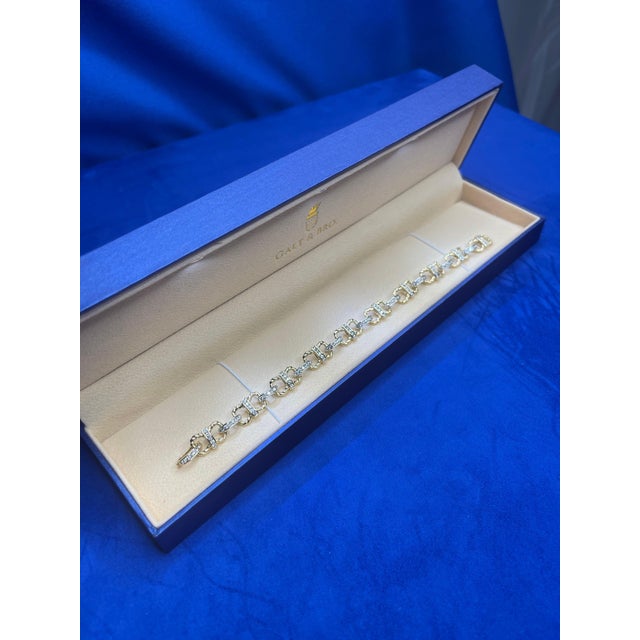 Diamond Horse Shoe Pave Link Layered Rope Fashion 14 Karat Yellow Gold Bracelet For Sale In Washington DC - Image 6 of 13