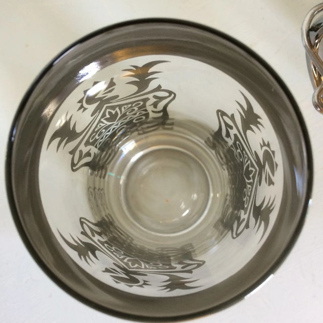Platinum Banded Kimiko 4 Glass and 4 Coaster Cocktail Set in Caddie For Sale In Sacramento - Image 6 of 13