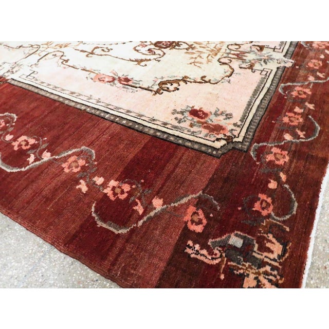 Mid 20th Century Galerie Shabab Collection Mid-20th Century French Inspired Vintage Turkish Anatolian Accent Carpet For Sale - Image 5 of 7