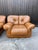 Set of Mid-Century Chairs in Cognac-Colored Leather, 1970s For Sale - Image 5 of 9