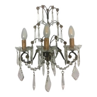 Pair of Early 19th Century French Louis XV Style Crystal and Brass Sconces For Sale