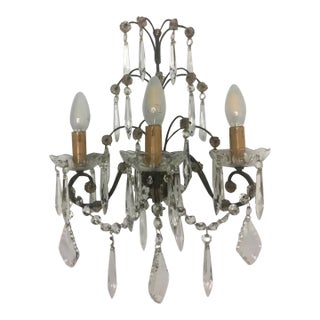 Pair of French Louis XV Style Crystal and Brass Sconces, Early 19th Century French Sconces For Sale