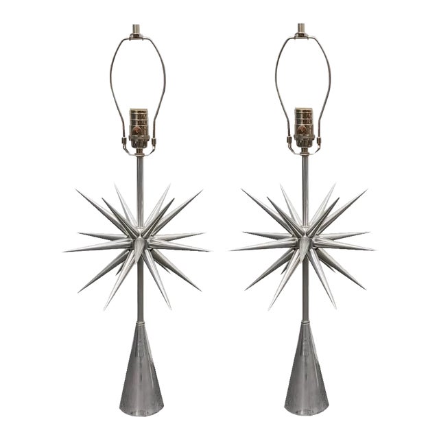 Aluminum Starburst Table Lamps by Marcelo Bessa - a Pair For Sale