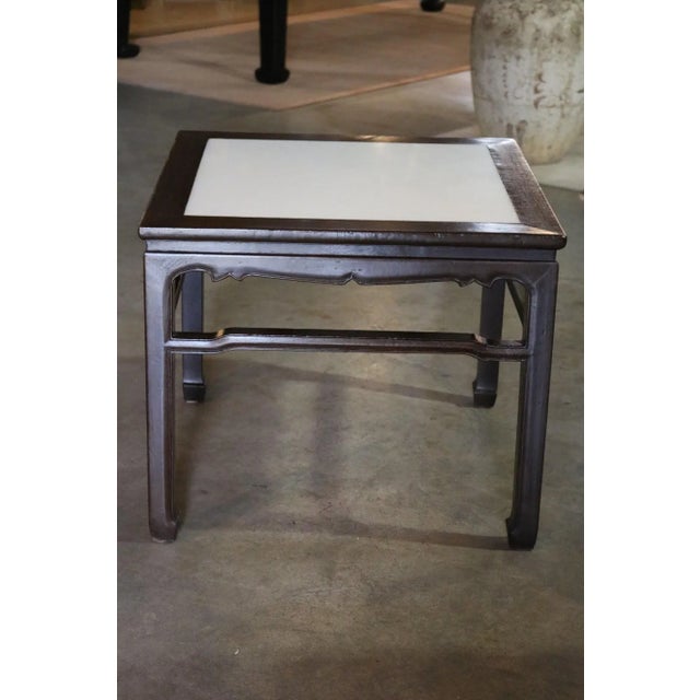 Iron wood stool with stone insert, Canton province China c. 1920