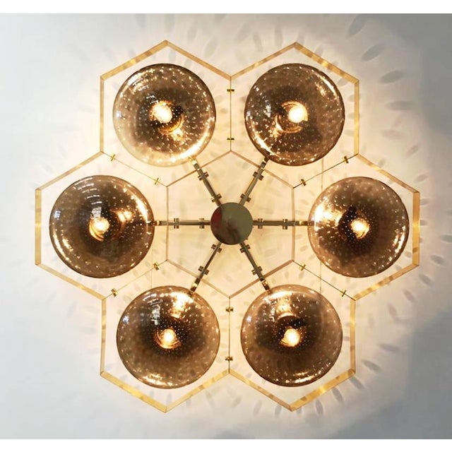 21st Century Hive Polished Brass Smoky Bubbles Murano Flush Mount by Fabio LTD For Sale - Image 9 of 9