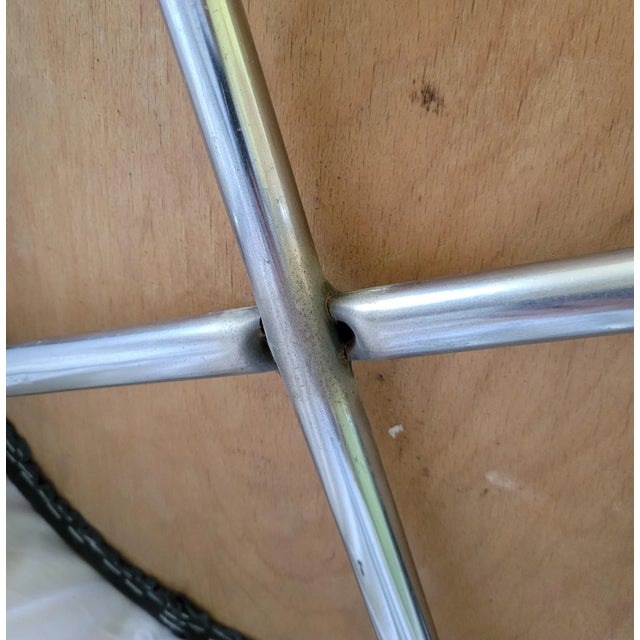 Mid 20th Century Vintage Bauhaus Vinyl/Chrome Stacking Cushioned Stools - a Pair For Sale - Image 10 of 12