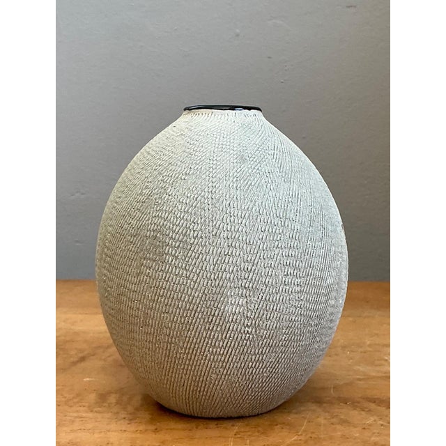 Vintage Textured Ceramic Vase For Sale - Image 17 of 18