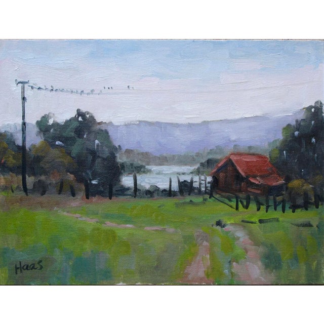 Contemporary Modern Farmlands — Birds on a Wire Oil Painting For Sale - Image 3 of 10