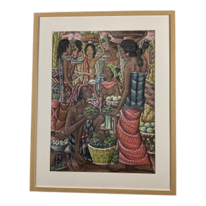 Original Balinese Oil Painting on Canvas, Vibrant Mid-Century Art – 1975