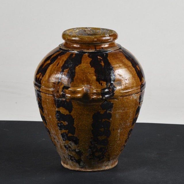 Glazed Terracotta Jar with Double Handles, 1900s For Sale - Image 3 of 10