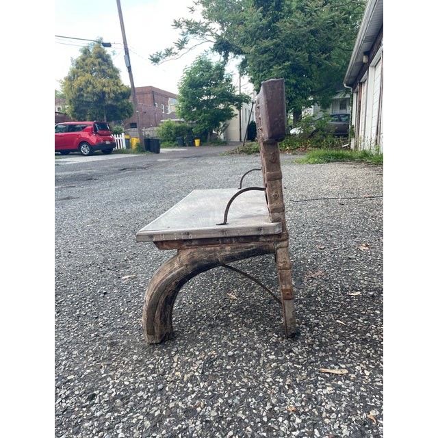 Antique Rustic Indian Iron and Teak Bench For Sale - Image 11 of 11
