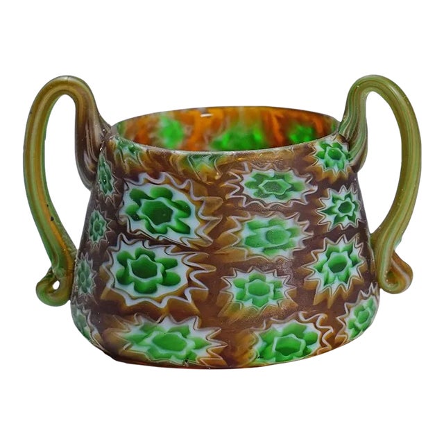Antique Millefiori Bowl With Handles, Fratelli Toso Murano Ca. 1900s For Sale