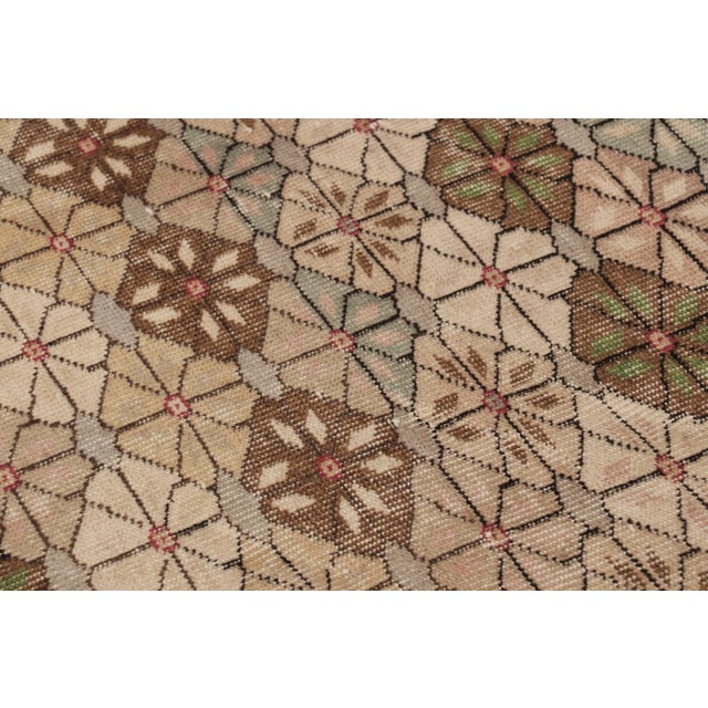 Vintage Turkish Rug, Beige-Brown and Blue Geometric Floral Pattern - Rug & Kilim For Sale In New York - Image 6 of 8