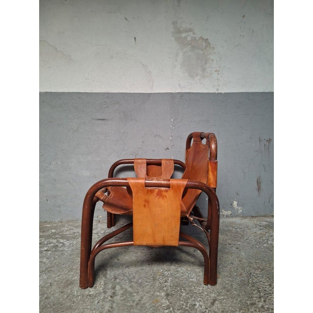 Vintage Safari Chairs in Leather and Bamboo by Tito Agnoli, 1970, Set of 2 For Sale - Image 15 of 18