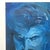 Vintage Signed Blue Expressionist Male Portrait Oil Painting For Sale - Image 12 of 15
