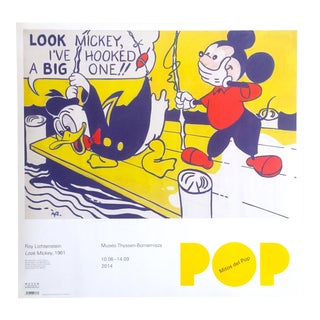 Roy Lichtenstein Lithograph Print Museo Thyssen Myths of Pop Exhibition Poster " Look Mickey " 1961 For Sale
