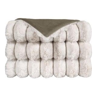 Luxury Fur Throw Blanket in Ivory For Sale