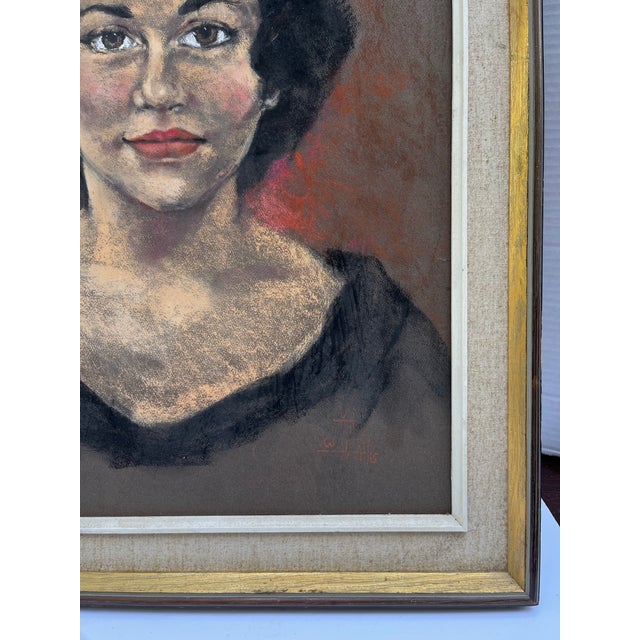 Vintage Original Female Portrait Painting For Sale - Image 4 of 7