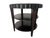 Art Deco three tier table in dark wood with fluted detail and custom cut glass top