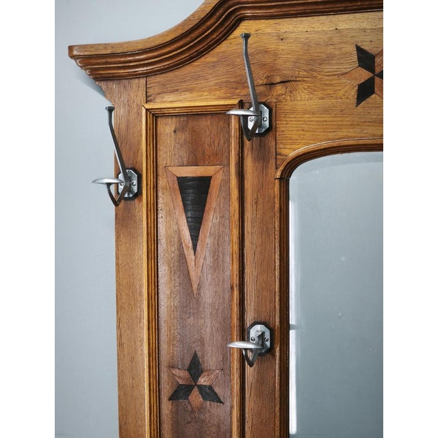 19th Century Gründerzeit Oak Hall Tree with Mirror, 1890 For Sale - Image 9 of 18
