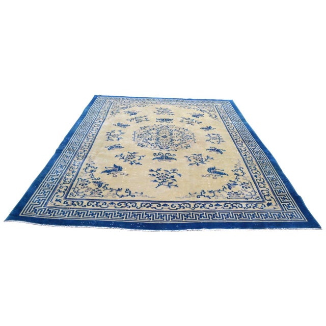 Art Deco 1950s New Chinese Art Deco Hand Knotted Wool Rug, 8'7x11'3 For Sale - Image 3 of 7