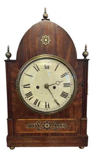 Large Antique Regency Brass Inlaid Mahogany Bracket Clock, 1820s