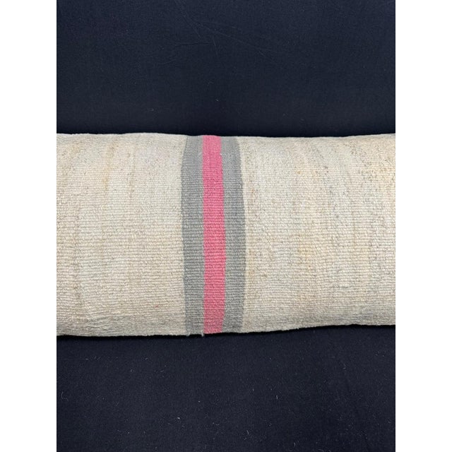 Contemporary Turkish Hemp Pillow Cushion Natural Beige Gray Cushion Cover 14x40 For Sale - Image 3 of 4