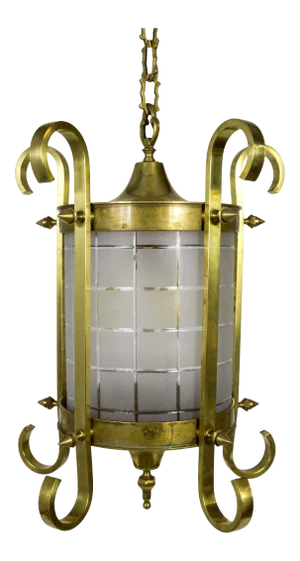 Scroll & Spike Cylindrical Beveled Glass Lantern