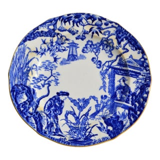 Late 19th Century Royal Crown Derby Blue Mikado Bone China 22k Gold Accent Bread & Butter Plate England For Sale
