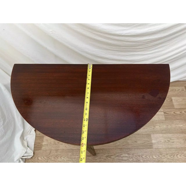 Brown 1940s Vintage Brandt Demilune Console Table Fold Down Top Expands to Round Mahogany For Sale - Image 8 of 12