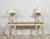 Console table, the large rectangular satinwood inverted breakfront top having a painted border. Above Greek key moulded...