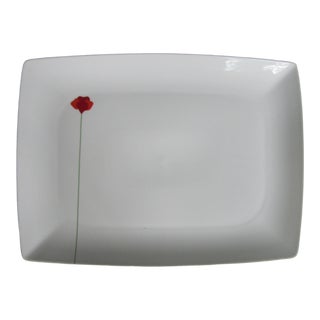 Vista Alegre White Tray With Red Flower For Sale