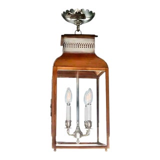 1990s Charles Edwards Custom French Lantern Pendant Fixture, Mahogany & Nickel, Uk For Sale