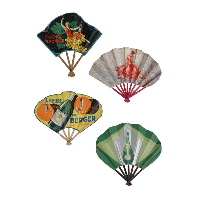 Art Deco Belle Epoque Hand Fans with Casino Advertising Graphic, Paris, France, Early 1900s, Set of 4 For Sale - Image 12 of 12