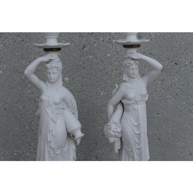 Porcelain Goddess Lamps, Demeter and Iris - a Pair For Sale - Image 9 of 11