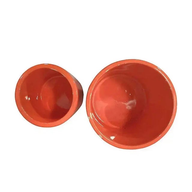 Mid-Century Modern 1960s Mid-Century Modern Orange Ceramic Canisters - a Pair For Sale - Image 3 of 3