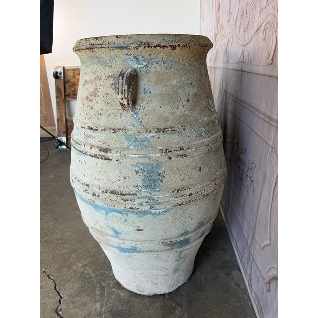 Pair of Large Distressed Mediterranean Style Terracotta Olive Jars With Handles For Sale - Image 13 of 15