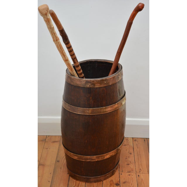Victorian Country House Coopered Barrel Umbrella Stand in Oak, 1870 For Sale - Image 4 of 15