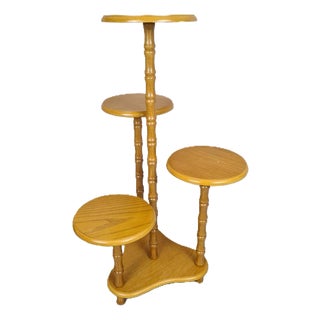 Wooden Standing Flower Stand, 1970s For Sale