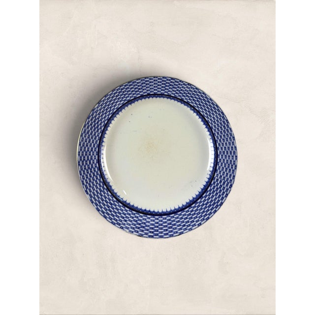 Antique English Royal Croydon 'Cromer' Blue Transferware Side Plates (5 Of) For Sale In Tampa - Image 6 of 11