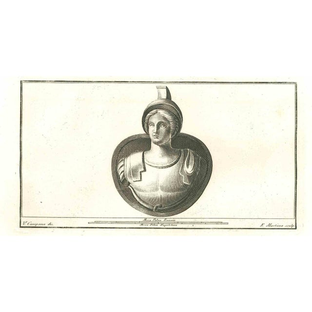Ancient roman statues, from the series "antiquities of herculaneum", is an original etching on paper realized from a...