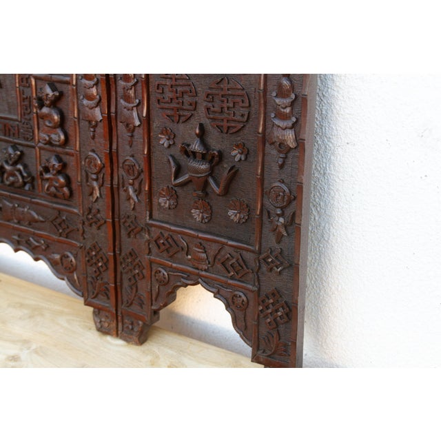 Printmaking Materials Early 20th Century Sino Tibetan Carved Altar Screen For Sale - Image 7 of 10