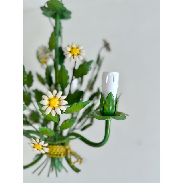 Italian Painted Tole Daisy Chandelier by Sergio Terzani, 1970s For Sale - Image 13 of 15