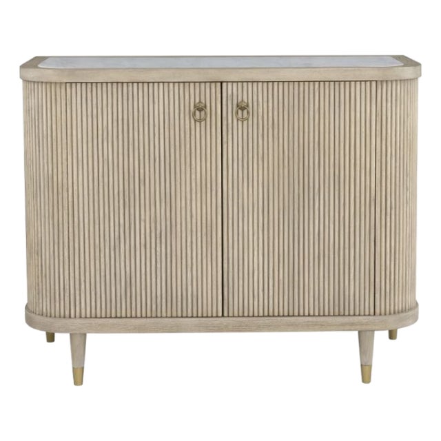 Set of 2: Two-Door Demilune Credenzas, Finish - Biscotti For Sale