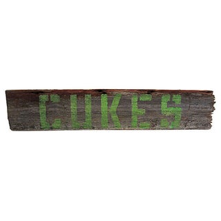 Wooden Produce Sign Advertising "Cukes" Cucumbers For Sale