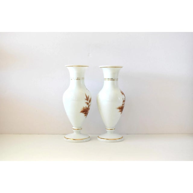 19th-Century Antique French Sepia Grisaille White Opaline Glass Baluster Vases - a Pair For Sale - Image 9 of 13