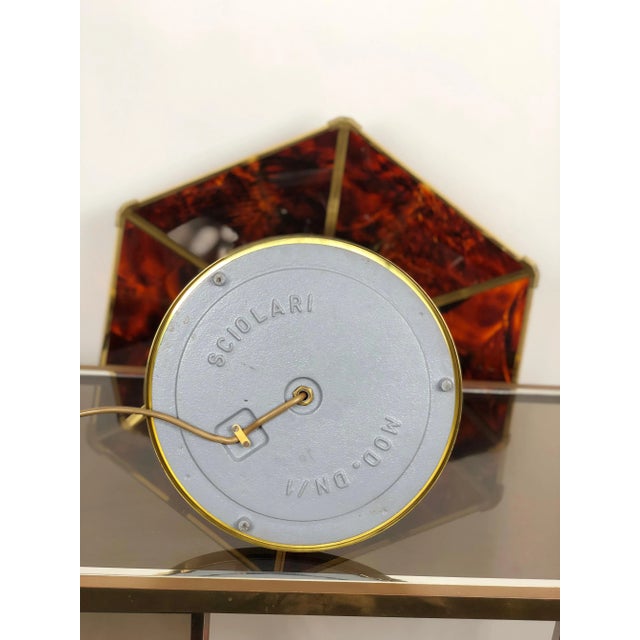 Metal Vintage Brass & Faux Tortoise Acrylic Table Lamp by Sciolari, Italy, 1970s For Sale - Image 7 of 13