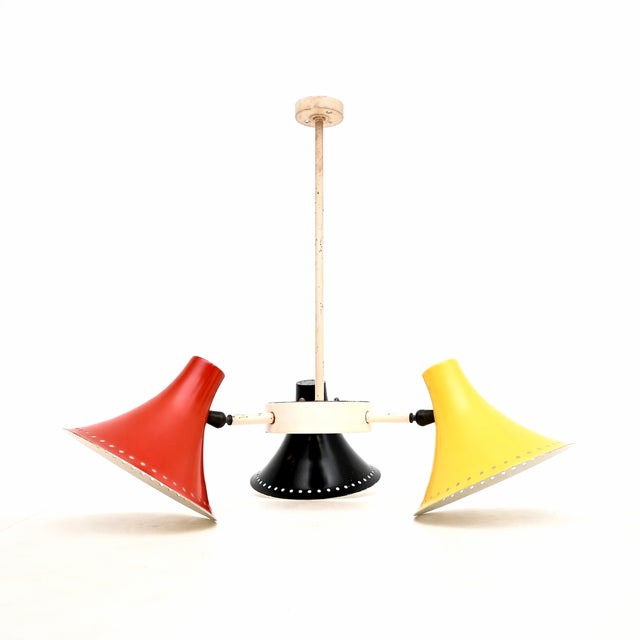 Mid-Century Modern Vintage Italian Tricolour Chandelier, 1950s For Sale - Image 3 of 9