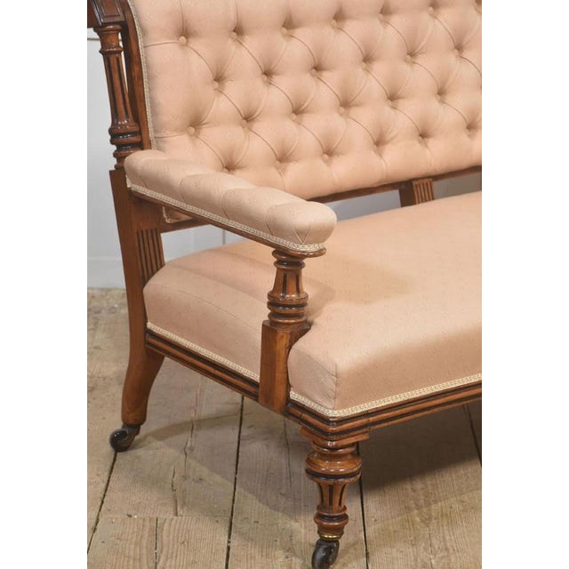 19th Century Walnut and Fabric Settee For Sale - Image 6 of 14